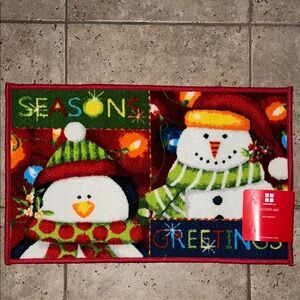 Holiday Season’s Greeting Snowman Skid Resistant Accent Mat
